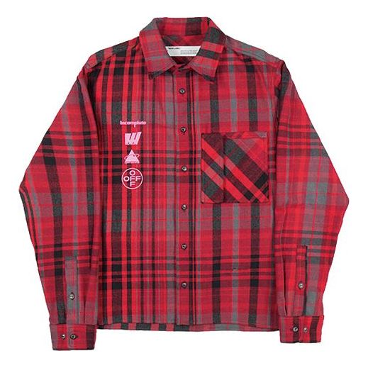 Off-White Mariana De Silva Shirt Mens Long Sleeve Plaid Shirts OMGA060E19E230052088