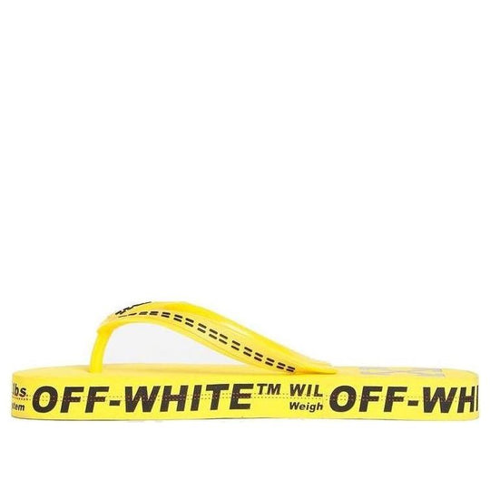 Off-White Logo Typographic Flip Flop Fashion Yellow Slippers OMIA131R20D270016000
