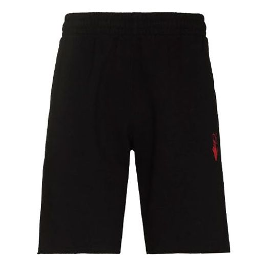 Off-White FW21 Logo Pants Sports Shorts Ordinary Version Black OMCI006F21FLE0051025