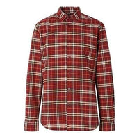 Men's Burberry Plaid Button Long Sleeves Shirt Red 80113981