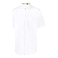 Men's Burberry SS21 Solid Color Button Short Sleeve Polo Shirt White 80256141