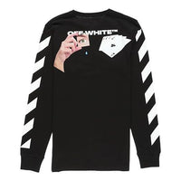 Off-White MENS Virgil Abloh Diag Hand Card Long Sleeve Tee Black OMAB001E191850111088