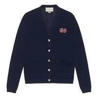 Gucci GG Embroidered Wool Cardigan Knitted Top Navy 576815-XKAOW-4440