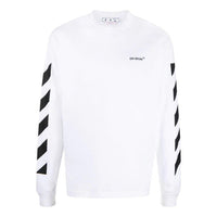 Men's Off-White FW22 Stripe Round Neck Long Sleeves White T-Shirt OMAB064C99JER0010110