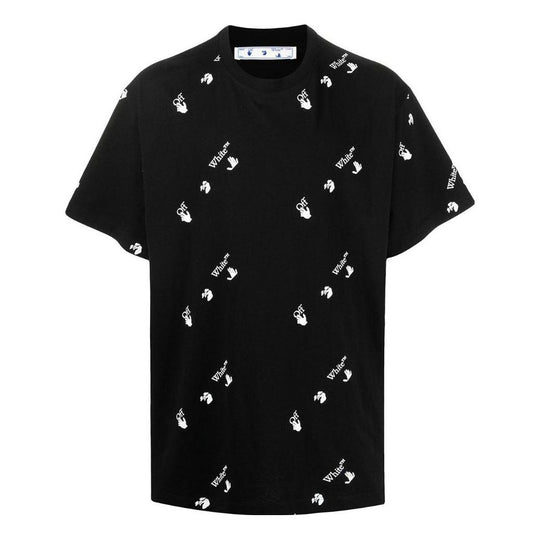 Men's Off-White SS22 Solid Color Round Neck Logo Printing Short Sleeve Black T-Shirt OMAA038R21JER01010011001