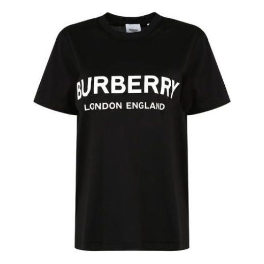 Burberry Logo Printing Cotton Short Sleeve Black 80116511