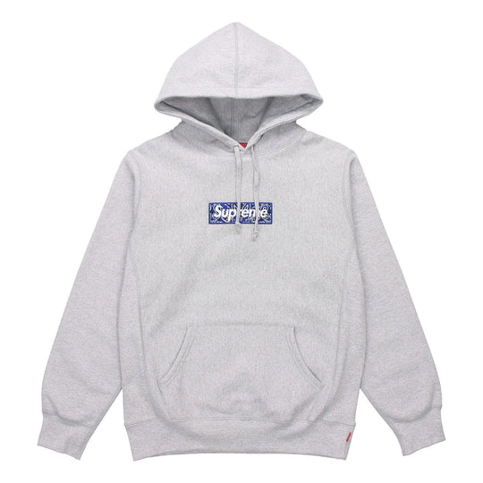 Supreme FW19 Week 16 Bandana Box Logo Hooded Sweatshirt Paisley Grey SUP-FW19-10830