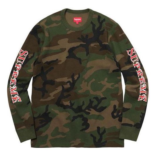 Supreme FW17 Week15 Sleeve Logo Waffle Thermal Logo Tee SUP-FW17-163