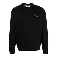 Men's Off-White FW22 Solid Color Logo Printing Round Neck Long Sleeves Version Black OMBA057C99FLE01010011001