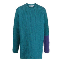 Men's Off-White SS22 Contrasting Colors Round Neck Knit Long Sleeves Wool Sweater Blue OMHE124F22KNI0015535IRISH