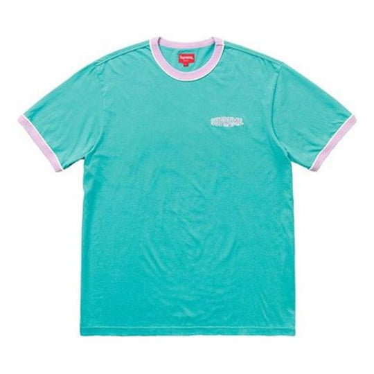 Supreme SS18 Piping Ringer Tee Teal Short Sleeve Unisex Blue SUP-SS18-0017