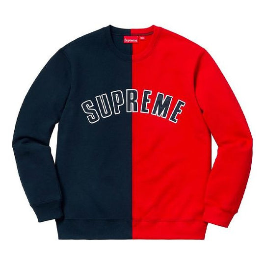 Supreme FW18 Split Crewneck Sweatshirt Navy SUP-FW18-130