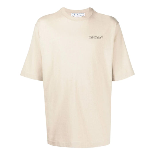 Off-White SS22 Logo Round Neck Pullover Short Sleeve Loose Fit Khaki OMAA119S22JER0041710