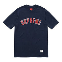 Supreme FW18 Printed Arc SS Top Navy Logo Tee SUP-FW18-573