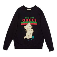 (WMNS) Gucci Cat Logo Printing Pullover Black 617964-XJCRU-1082