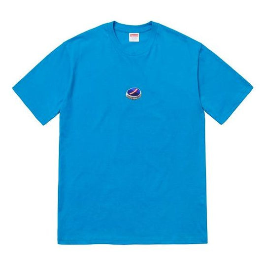 Supreme FW18 Bottle Cap Tee Bright Blue Logo Tee SUP-FW18-037