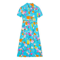 (WMNS) Gucci Tulip print pleated dress 'Blue' 657935-ZAGVN-4337