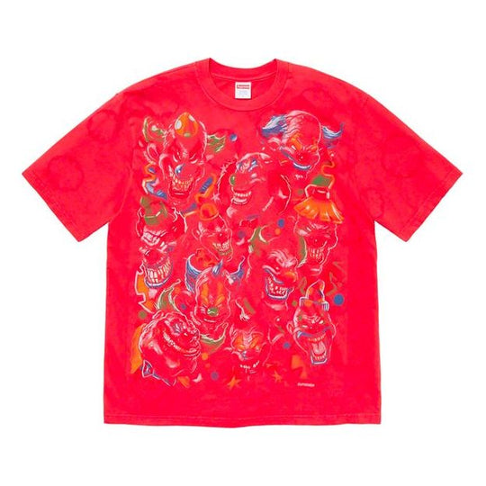 Supreme FW19 Week 17 Clowns Tee Clown Printing Short Sleeve Unisex White Red SUP-FW19-10946