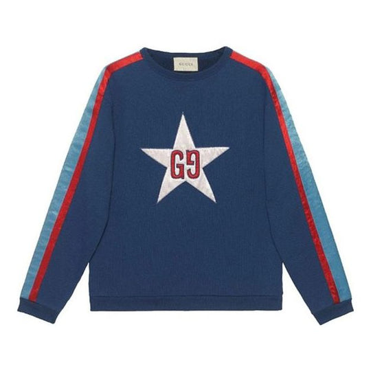 Gucci GG Star Design Crewneck Sweatshirt 'Blue' 576065-XJBBQ-4429