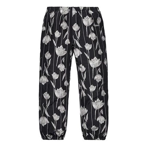 Supreme SS19 Floral Silk Track Pant Flowers Bundle Feet Casual Pants Unisex Black SUP-SS19-10347