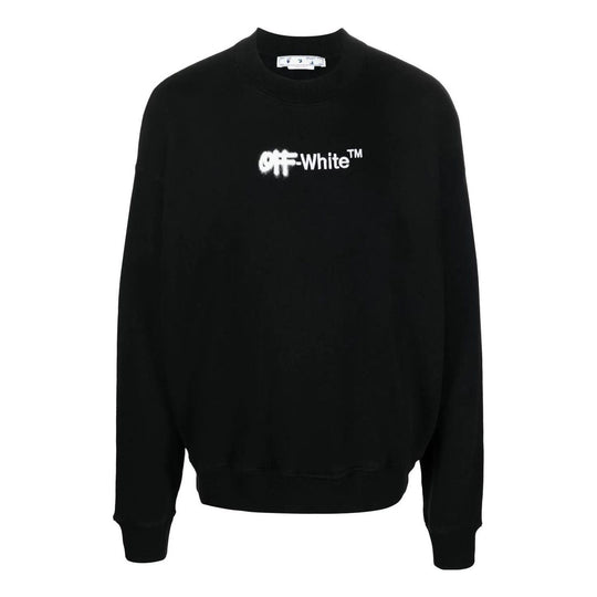 Men's Off-White FW22 Logo Embroidered Round Neck Long Sleeves Black OMBA054F22FLE0011001