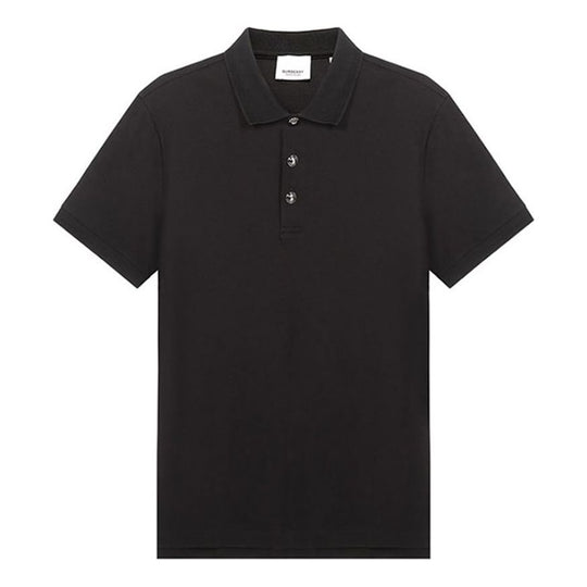 Men's Burberry Cotton Cozy Short Sleeve Polo Shirt Black 80270561