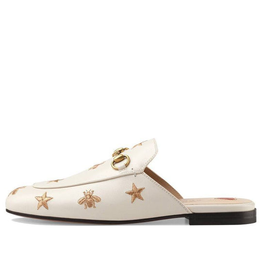 (WMNS) Gucci Princetown Series Embroidered Leather Slipper White 505268-D3V00-9022