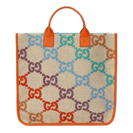 (WMNS) Gucci Rainbow Gradient Logo Flax Tote 'Beige Orange' 550763-2KMA0-8485