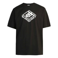 Men's Burberry Logo Graphic Cotton Tshirt Printing Short Sleeve Black 80218311