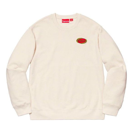 Supreme SS19 Chain Logo Crewneck Natural Solid Color Pullover Unisex Creamy White SUP-SS19-804