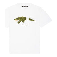 Palm Angels Croco Short-Sleeve Tee 'White/Green' PMAA001R21JER0020155