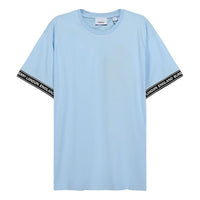 Men's Burberry FW20 Logo Cotton Loose Version Round Neck Short Sleeve Light Blue 80294491