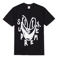 Supreme Smile Tee Black Graffiti Smiling Face Printing Short Sleeve Unisex SUP-FW18-1209