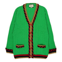 (WMNS) Gucci Stripe Splicing Loose Knit Cardigan Green 526698-X9W62-3863