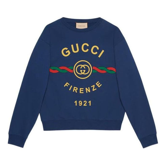 GUCCI Cotton Gucci Firenze 1921 sweatshirt 'Blue' 626990-XJD7O-4409