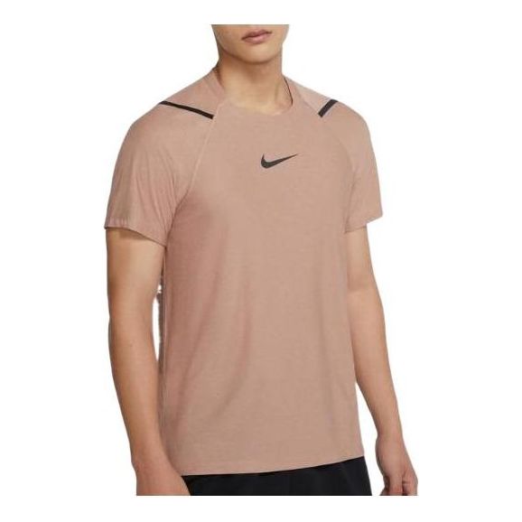 Men's Nike Solid Color Brand Logo Round Neck Pullover Short Sleeve Light Nrown T-Shirt CU4990-283