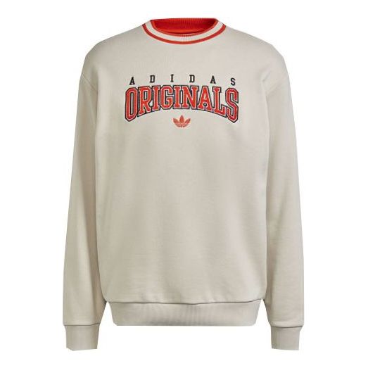 Men's adidas originals Casual Sports Round Neck Long Sleeves Creamy White HF9225