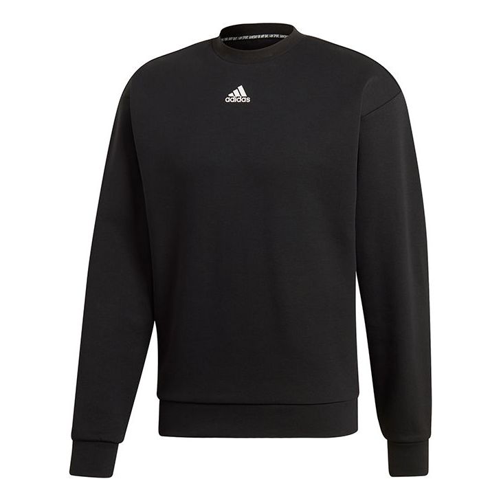 adidas M Mh 3s Crew Casual Sports Solid Color Round Neck Black DX7654