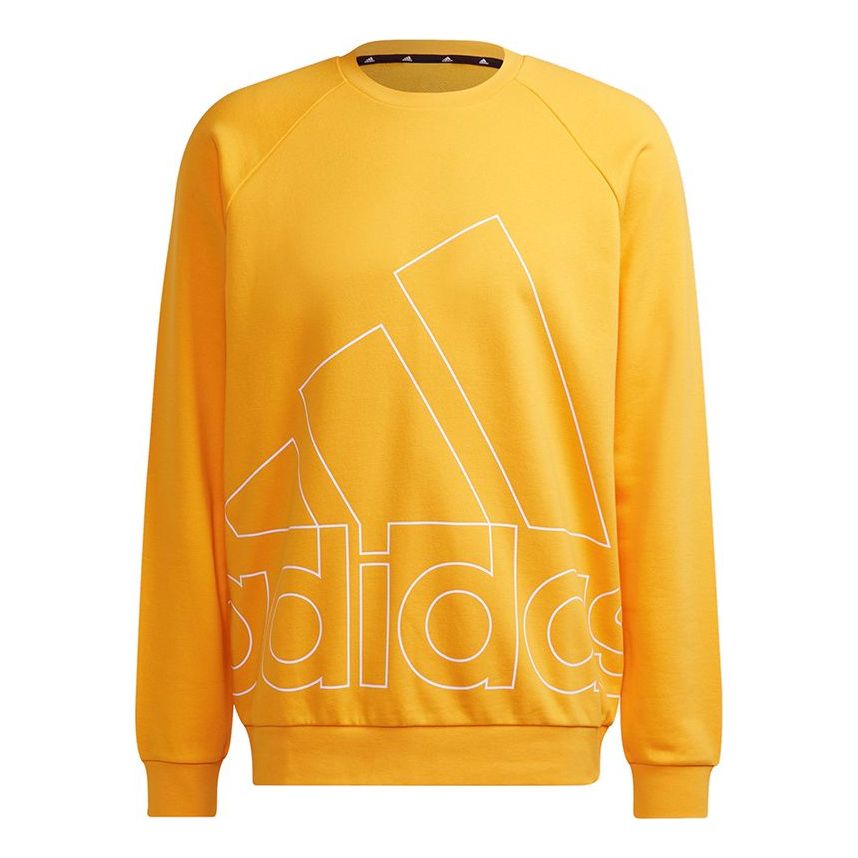 Men's adidas Big Lo Swt Ft Logo Printing Casual Sports Round Neck Yellow HB5088