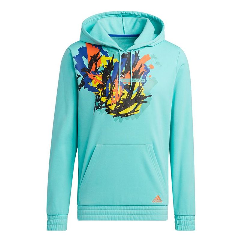 adidas Hdn Lnch Bb H hooded Loose Printing Basketball Casual Sports Pullover Green H13714
