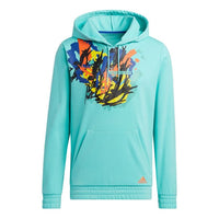 adidas Hdn Lnch Bb H hooded Loose Printing Basketball Casual Sports Pullover Green H13714