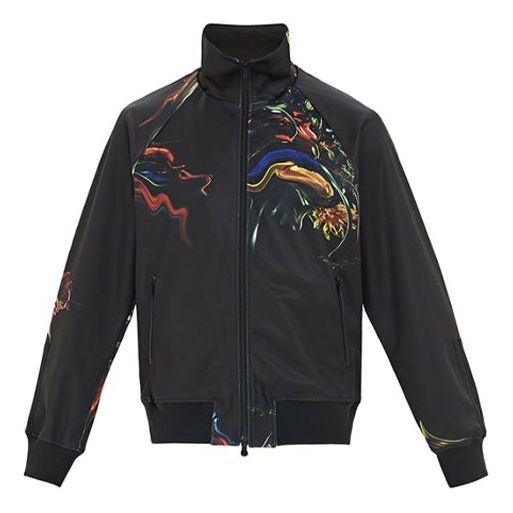 Men's Y-3 Toketa AOP Track Jacket Stand Collar Long Sleeves Casual Black FJ0391