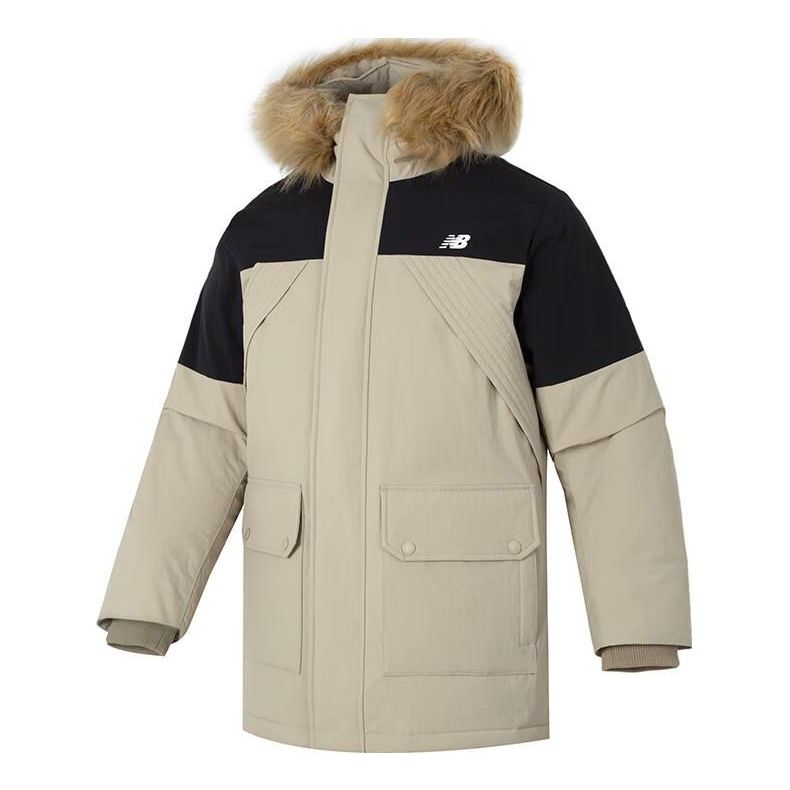 New Balance Warm Hooded Down Jacket 'Beige Black' AMJ34323-SOT
