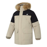 New Balance Warm Hooded Down Jacket 'Beige Black' AMJ34323-SOT