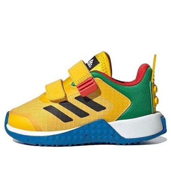 (TD) adidas DNA x LEGO Two-Strap Hook-and-Loop Shoes 'Yellow Black Shock Blue' HQ1308