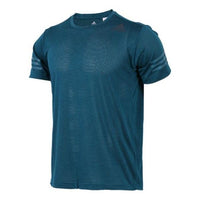 Men's adidas Solid Color Breathable Quick Dry Round Neck Short Sleeve Blue T-Shirt CE0862