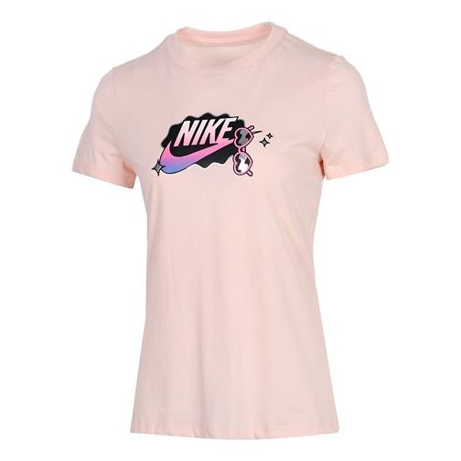 (WMNS) Nike Sportswear Logo Printing Short Sleeve Pink CU9696-664
