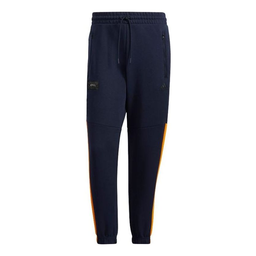 Men's adidas Printing Stripe Drawstring Zipper Side Bundle Feet Sports Pants/Trousers/Joggers Blue HE7463