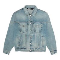 Palm Angels Logo Over Button-Up Denim Jacket 'Light Blue' PMYE006R203430017310