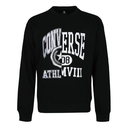 Men's Converse Alphabet Logo Printing Round Neck Pullover Black 10018354-A03